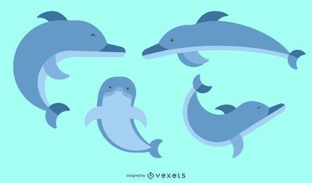 Desenho de golfinho geométrico arredondado