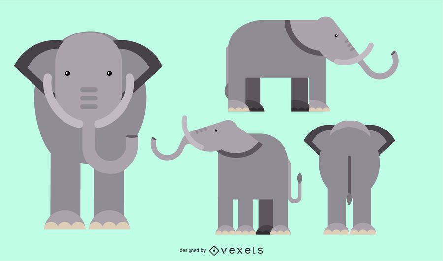 Elephant Flat Rounded Geometric Design Elephant Flat Rounded Geometric Design