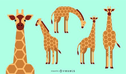 Giraffe Flat Rounded Geometric Design 