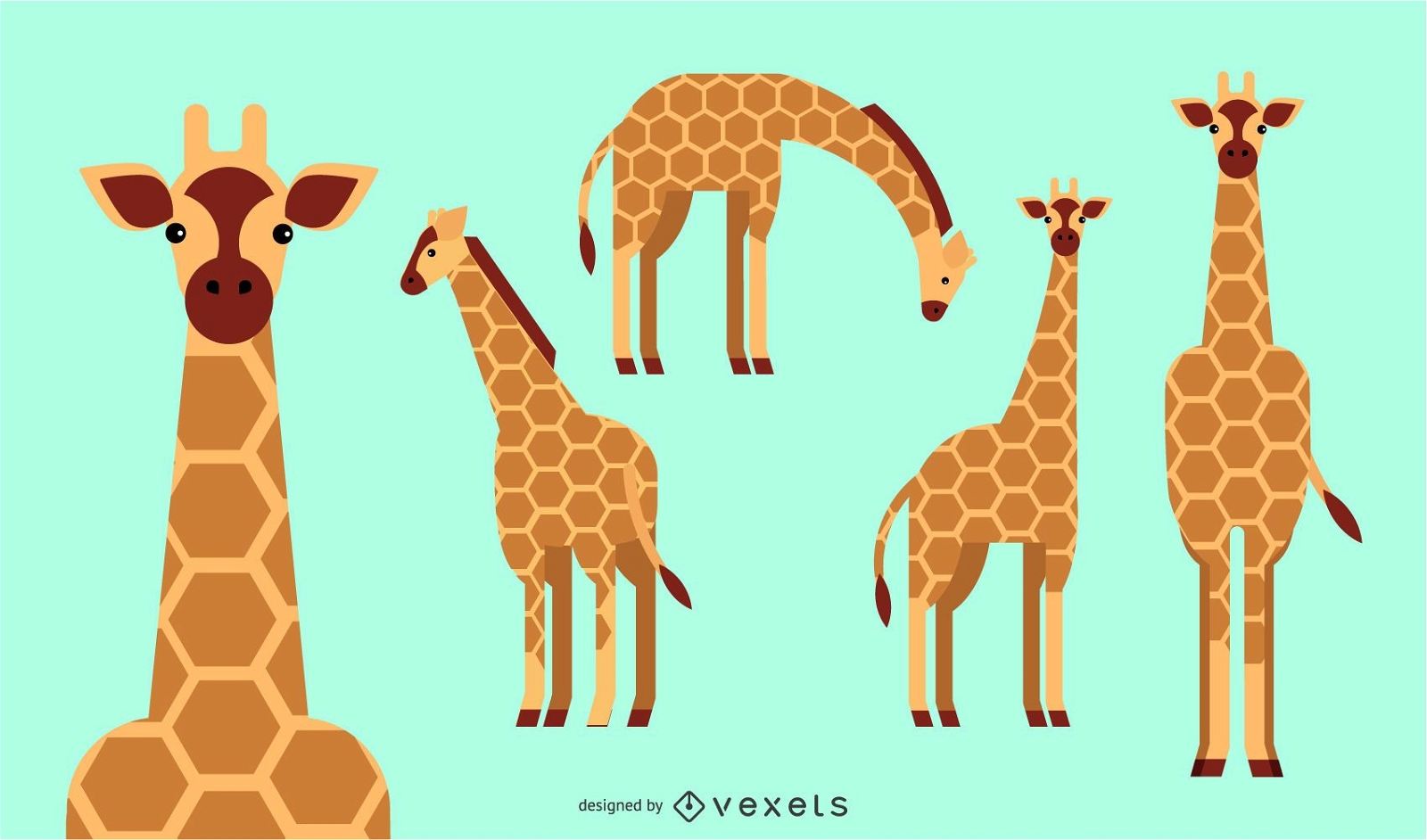Giraffe Flat Abgerundetes geometrisches Design