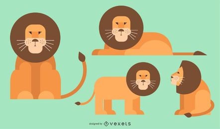 Lion Flat Rounded Geometric Vector Design