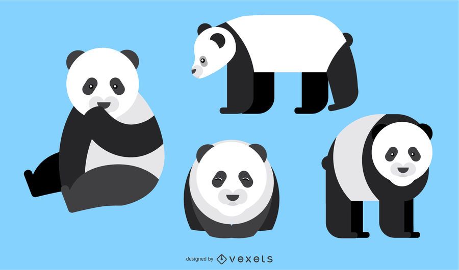 Panda redondeado diseño vectorial geométrico Panda redondeado diseño vectorial geométrico