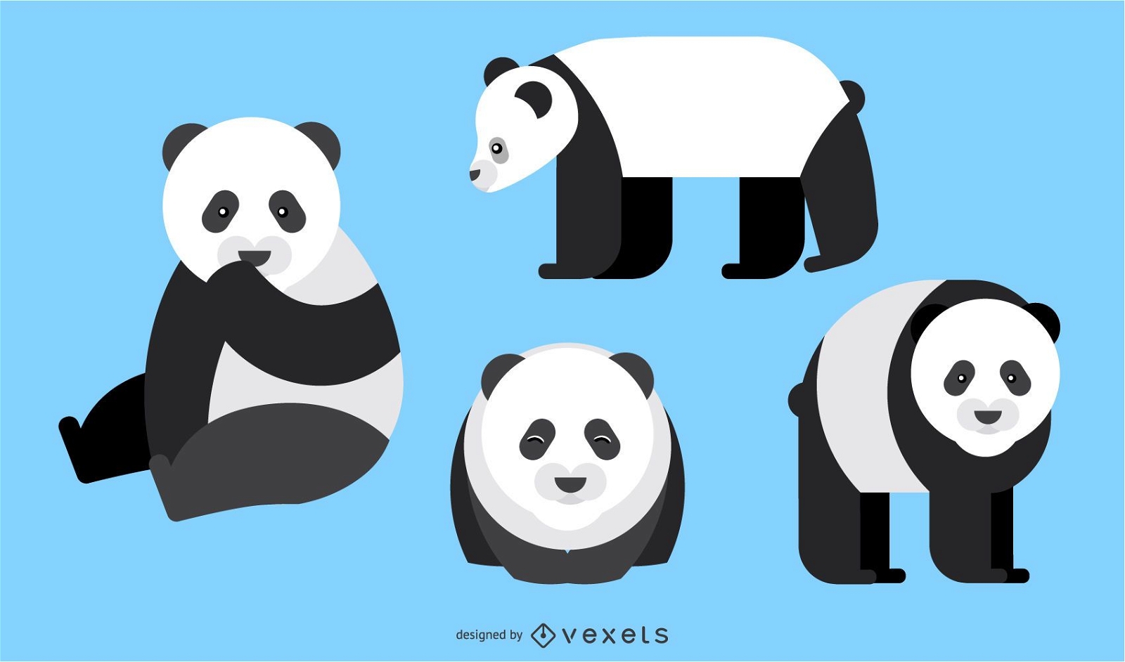 Panda Rounded Geometric Vector Design 