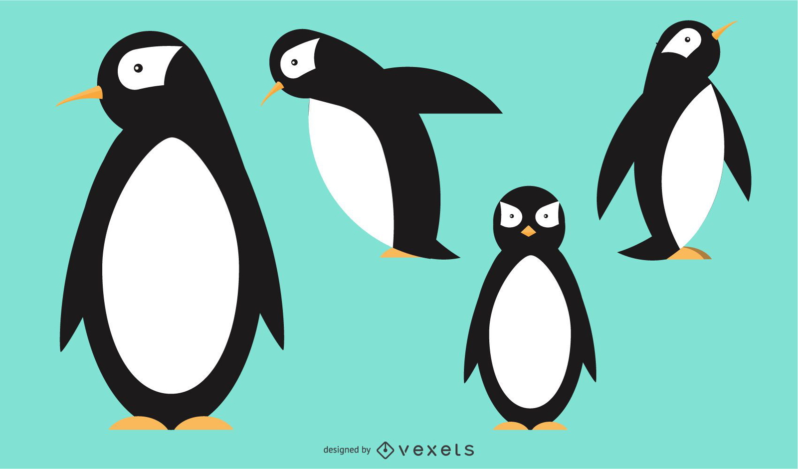 Abgerundeter geometrischer Vektorentwurf des Pinguins