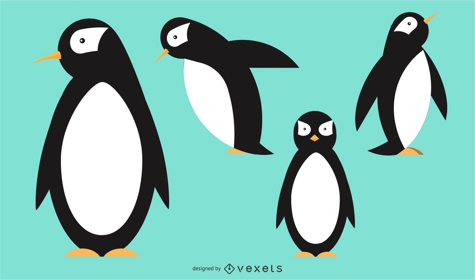Diseño de vector geométrico redondeado de pingüino
