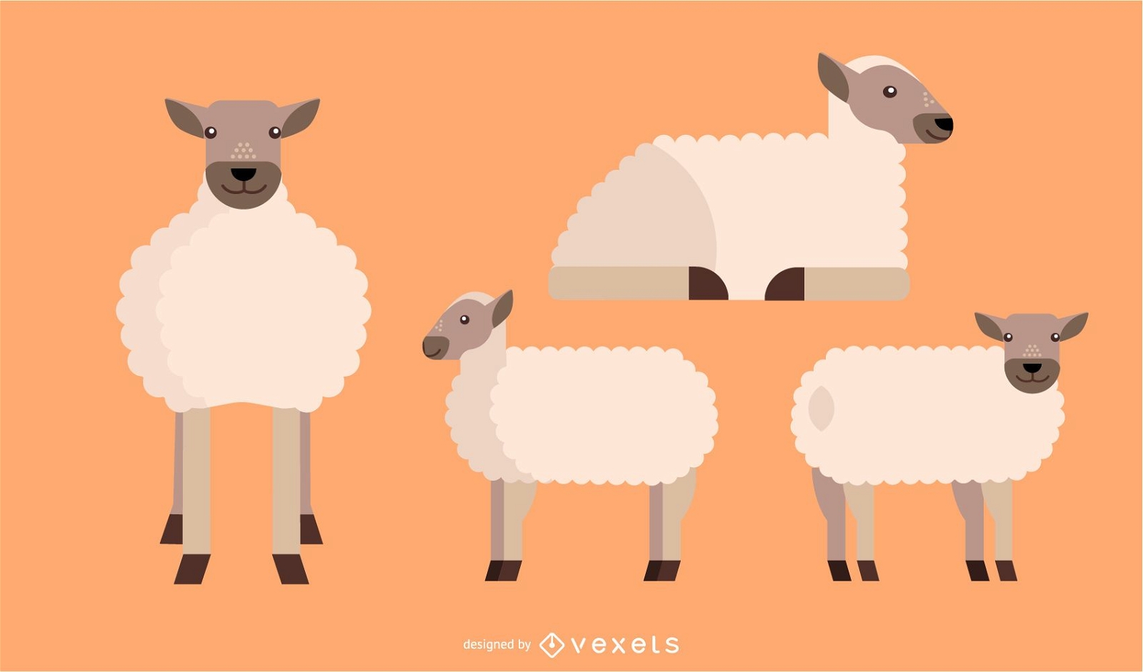 Abgerundeter geometrischer Vektorentwurf der flachen Schafe