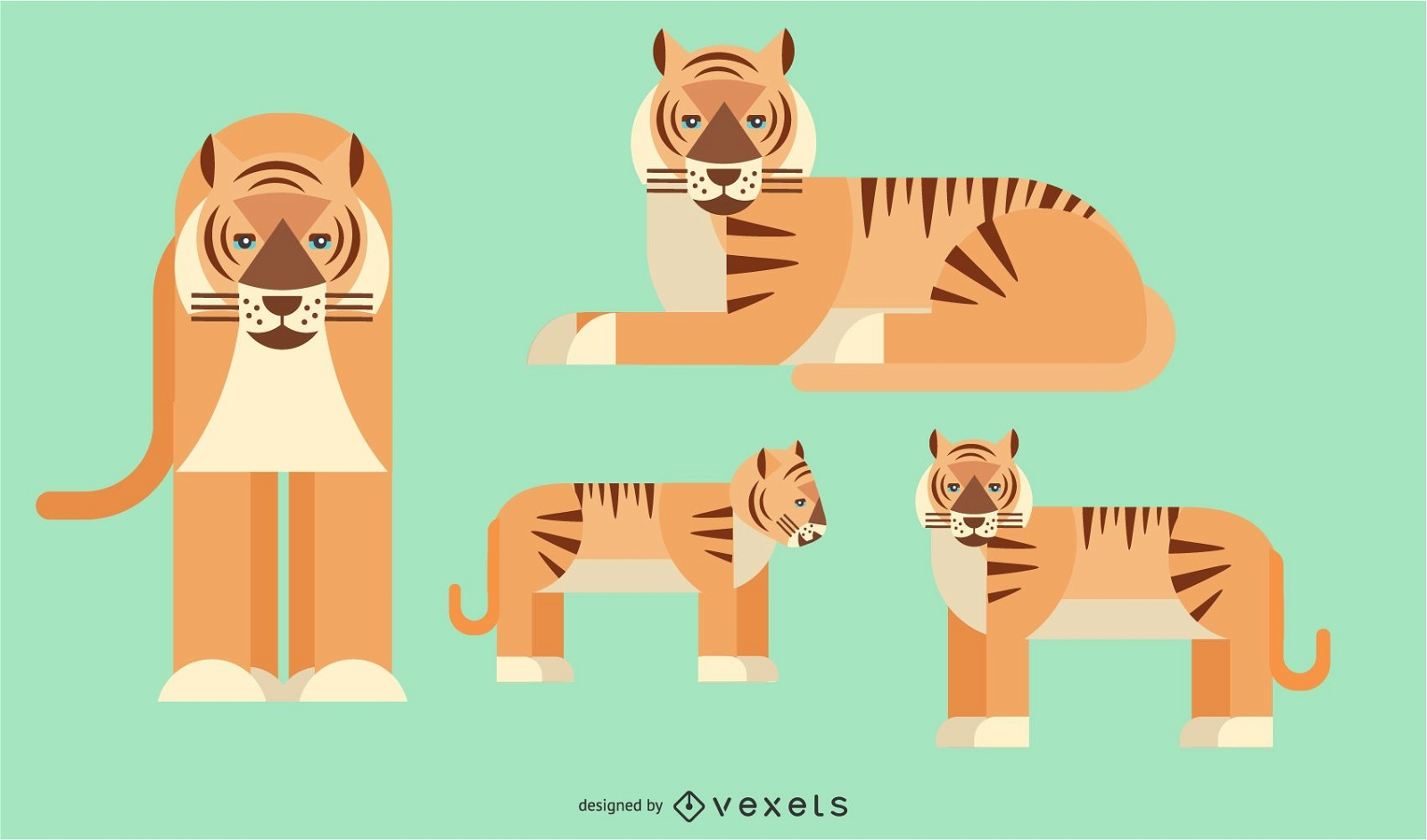 Abgerundeter geometrischer Vektorentwurf des Tigers