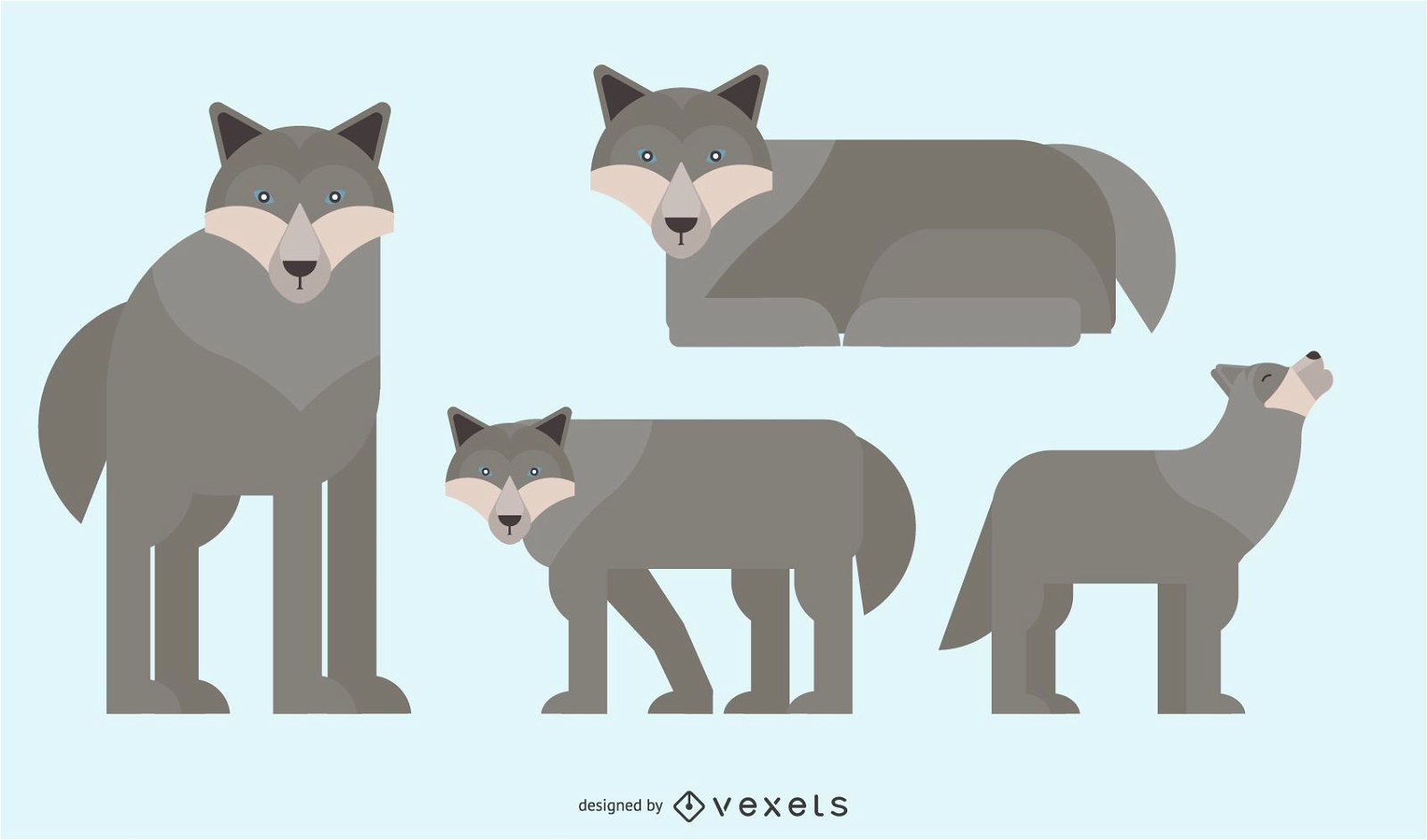Wolf Rounded Geometric Vector Design