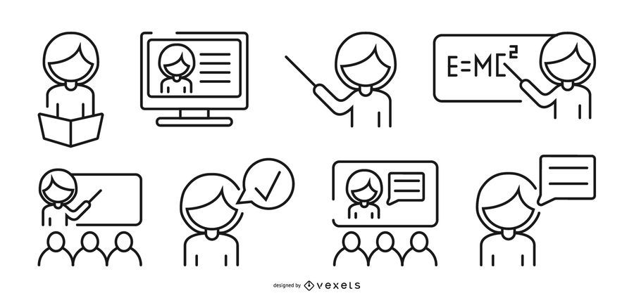 Teacher Line Vector Set Teacher Line Vector Set