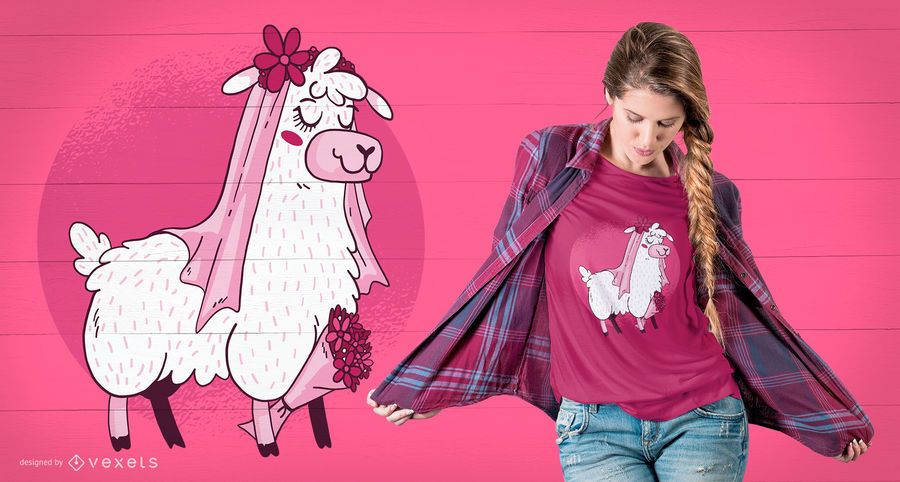 Diseño de camiseta de novia llama Diseño de camiseta de novia llama