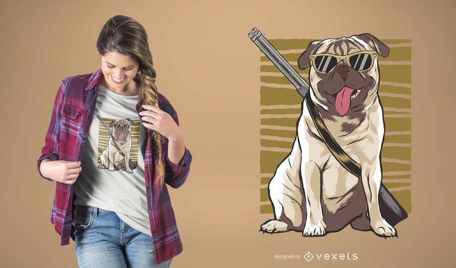 Armed Pug T-Shirt Design Armed Pug T-Shirt Design