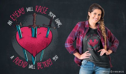 Design de camiseta com citação de traição