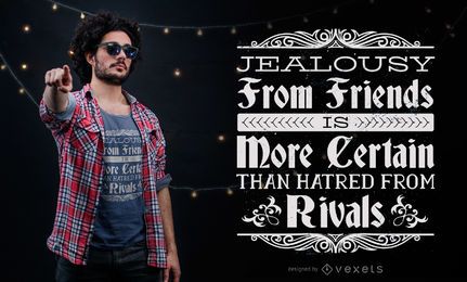 Design de camiseta com citação de ciúme