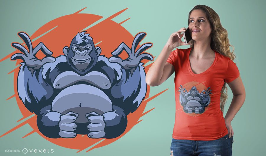 Gorilla Meditaiting T-Shirt Design Gorilla Meditaiting T-Shirt Design