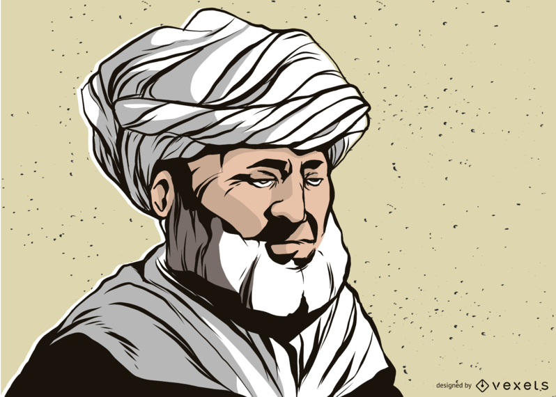 Homem, com, turbante, ilustração Homem, com, turbante, ilustração