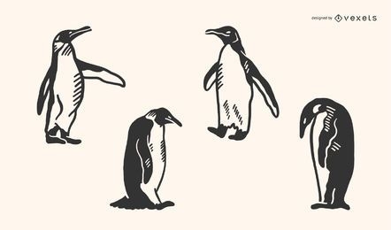 Penguin Doodle Vector Set