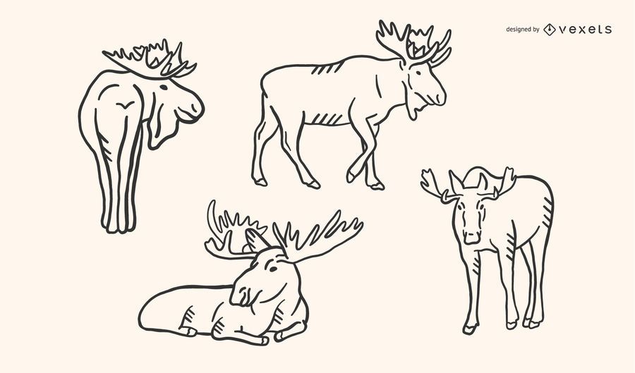 Moose Doodle Vector Set Moose Doodle Vector Set