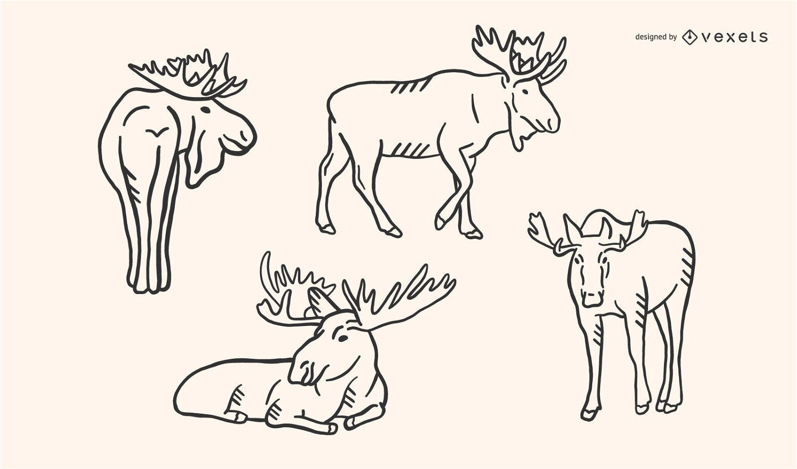 Moose Doodle Vector Set