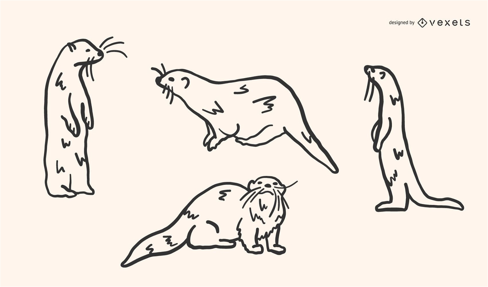 Conjunto de vetores Otter Doodle
