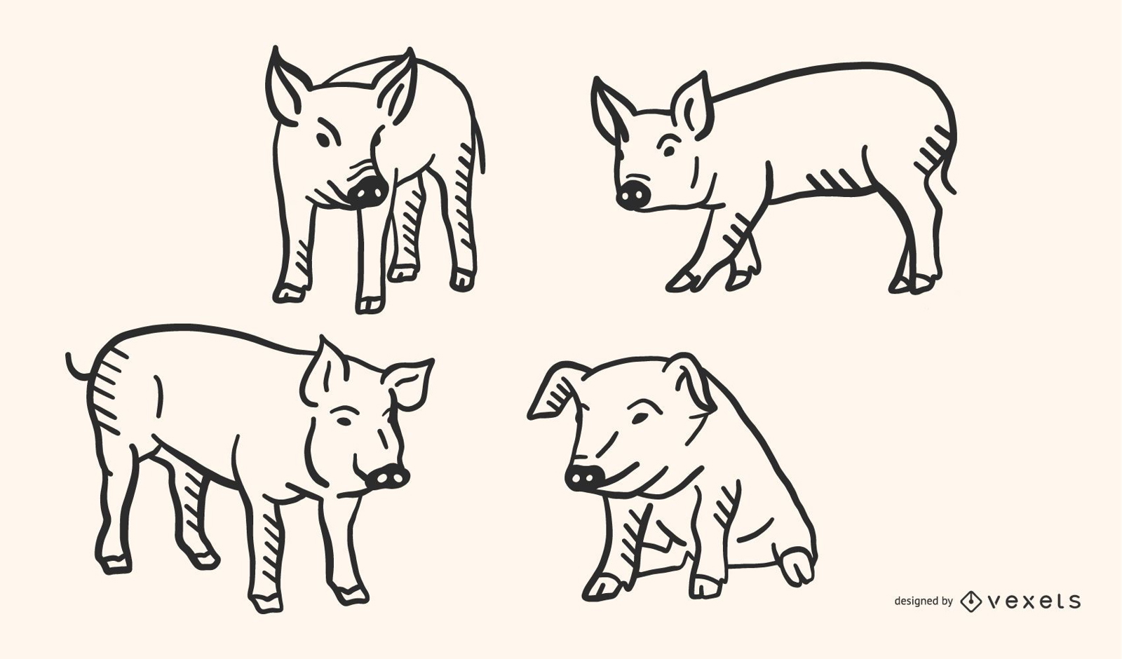 Pig Doodle Vector Set