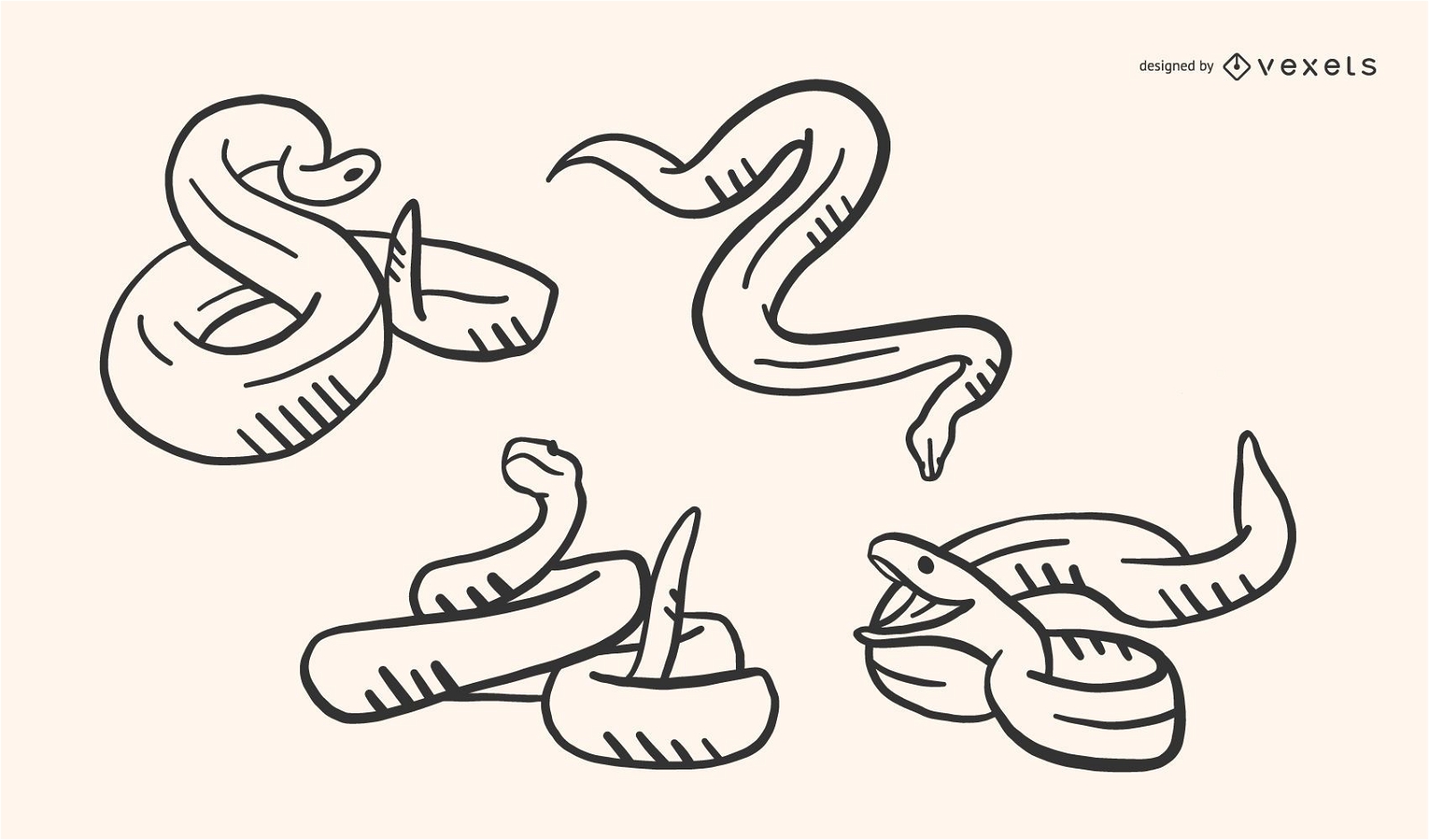 Conjunto de vetores de doodle de cobra