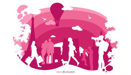 Ilustração da paisagem urbana de Paris Ilustração da paisagem urbana de Paris
