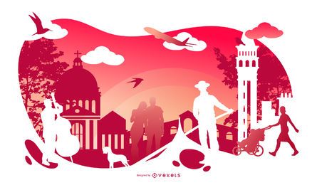 Italy Cultural Silhouette Design Italy Cultural Silhouette Design