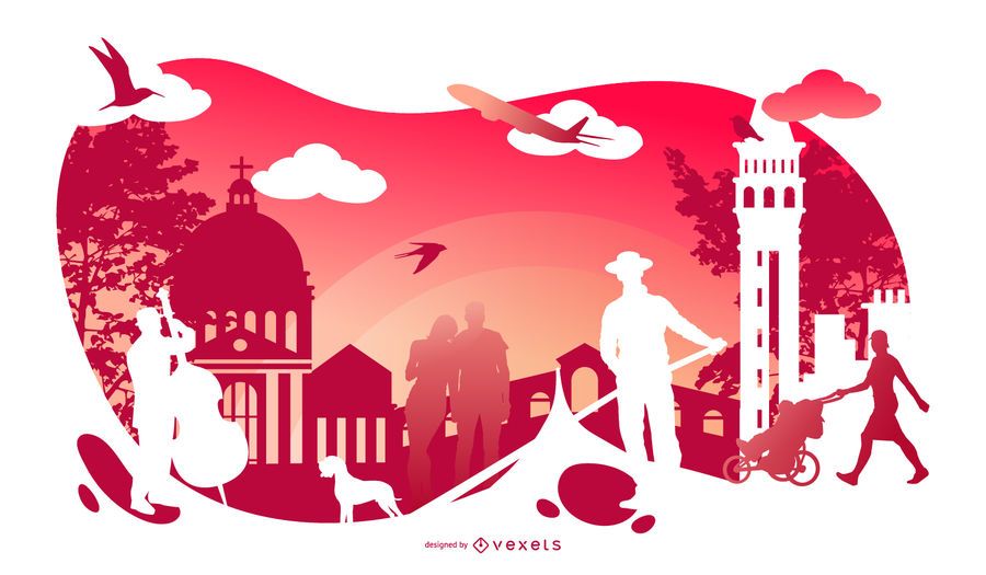 Diseño de silueta cultural de Italia Diseño de silueta cultural de Italia