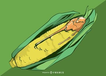 Corn With Cheese Illustration