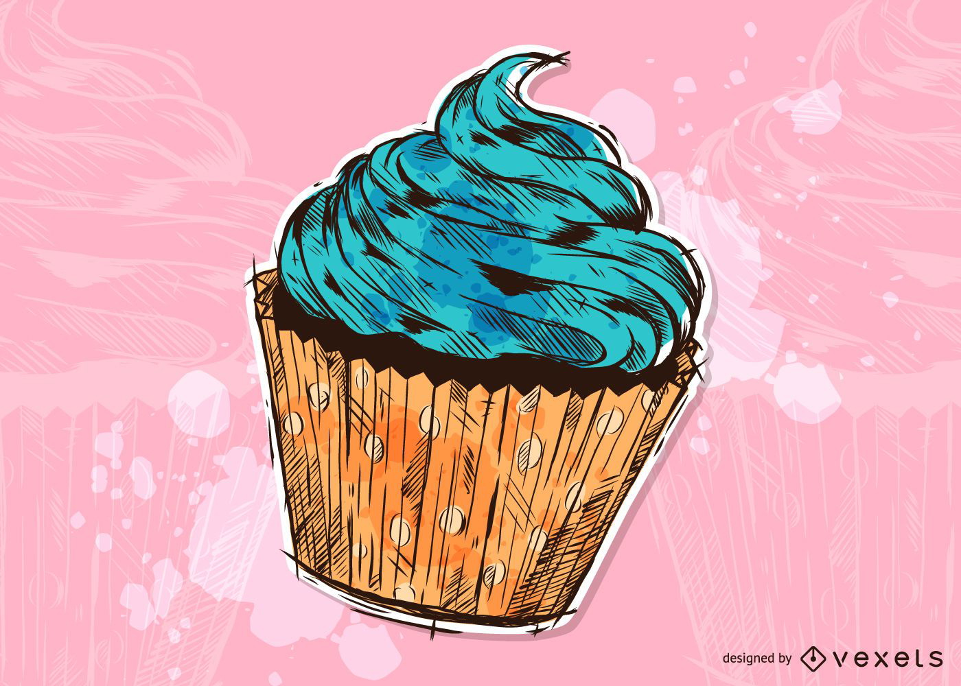 Ilustración de cupcake grunge