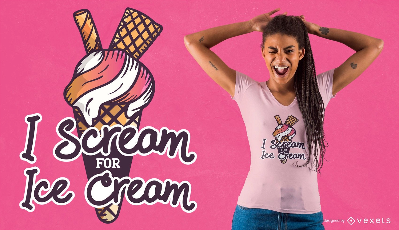 Design de camiseta Scream Ice Cream