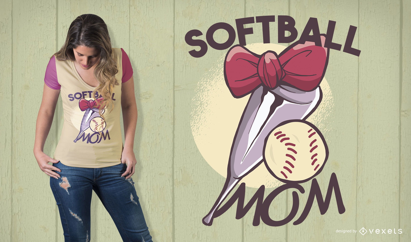 Design de camiseta para mamãe softball