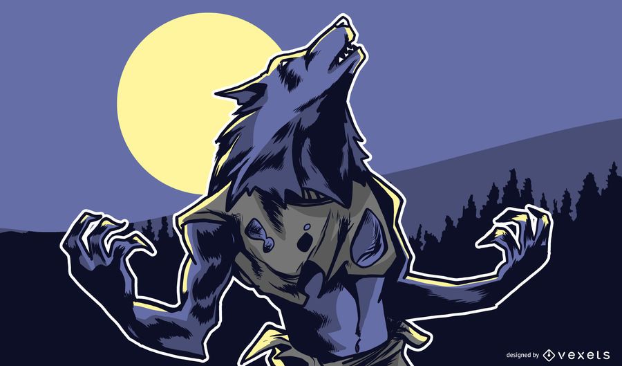 Ilustración de hombre lobo Ilustración de hombre lobo