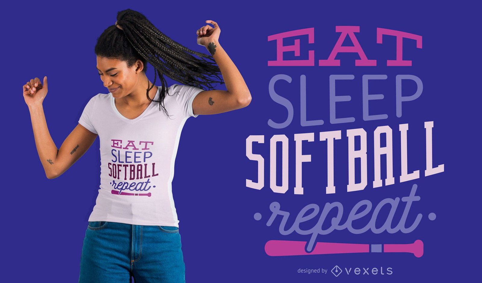 Eat Sleep SoftBall Repeat T-shirt Design