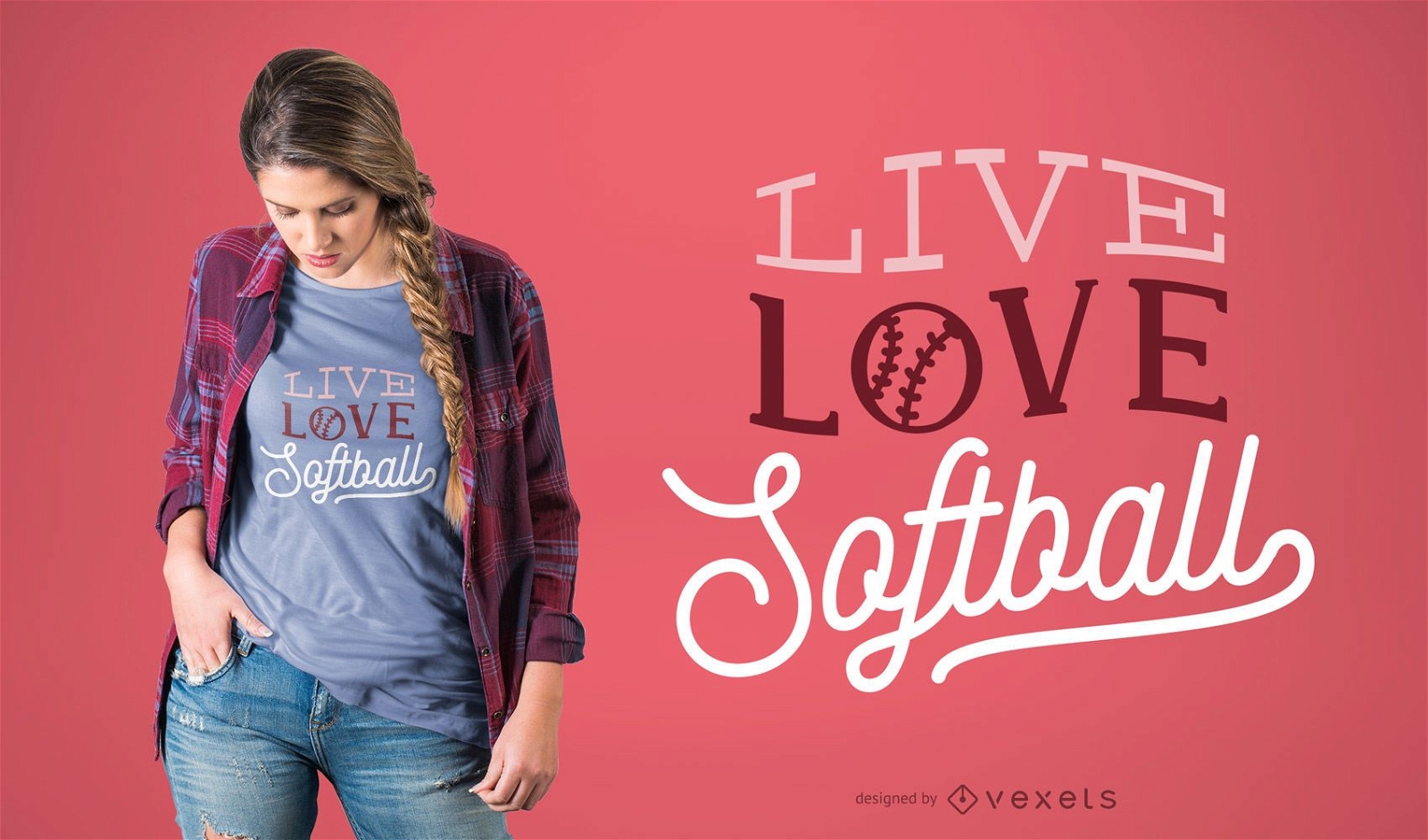 Diseño de camiseta Live Love Softball