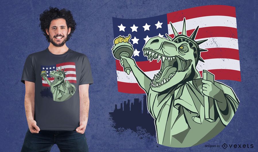 4th of July Independence T-rex T-shirt Design 4th of July Independence T-rex T-shirt Design