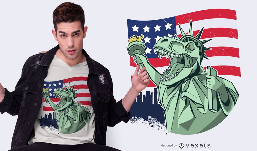 Diseño de camiseta del 4 de julio Independence T-rex Diseño de camiseta del 4 de julio Independence T-rex