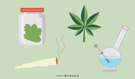 Conjunto de ícones de erva de maconha Conjunto de ícones de erva de maconha