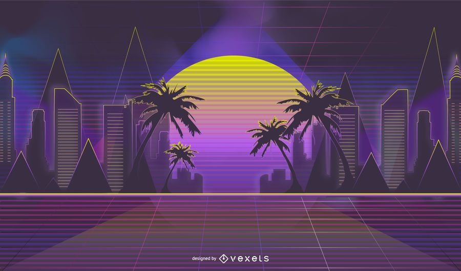 Neon Retrowave Skyline Neon Retrowave Skyline