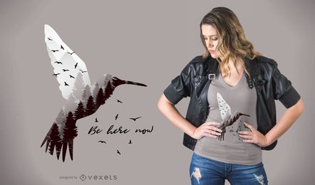Kolibri mit Wald T-Shirt Design Kolibri mit Wald T-Shirt Design