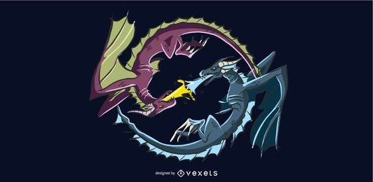 Dragon Battle Illustration Design