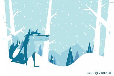 Winter Dog Background Design Vector Download