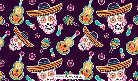Patrón de calaveras mexicanas del Cinco de Mayo
