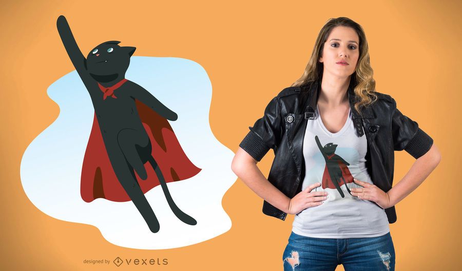Super Hero Cat T-Shirt Design Super Hero Cat T-Shirt Design
