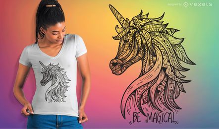 Vector de camiseta de mandala unicornio