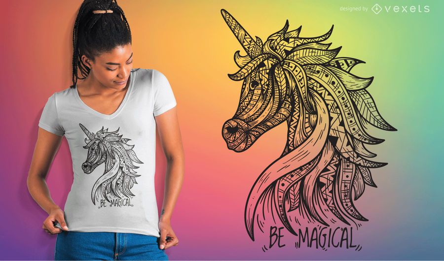 Unicorn Mandala camiseta Vector Unicorn Mandala camiseta Vector