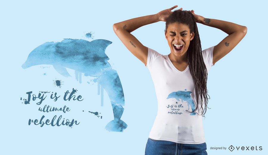 Wasserfarben-Delphin-T-Shirt Design Wasserfarben-Delphin-T-Shirt Design