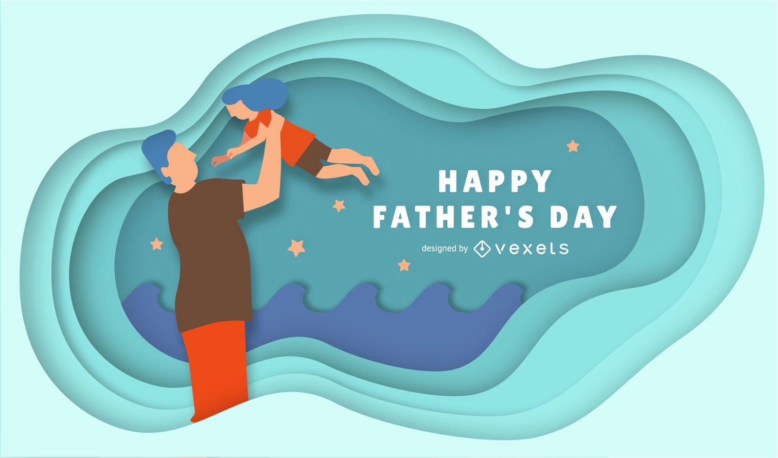 Papercut Father's Day Illustration 