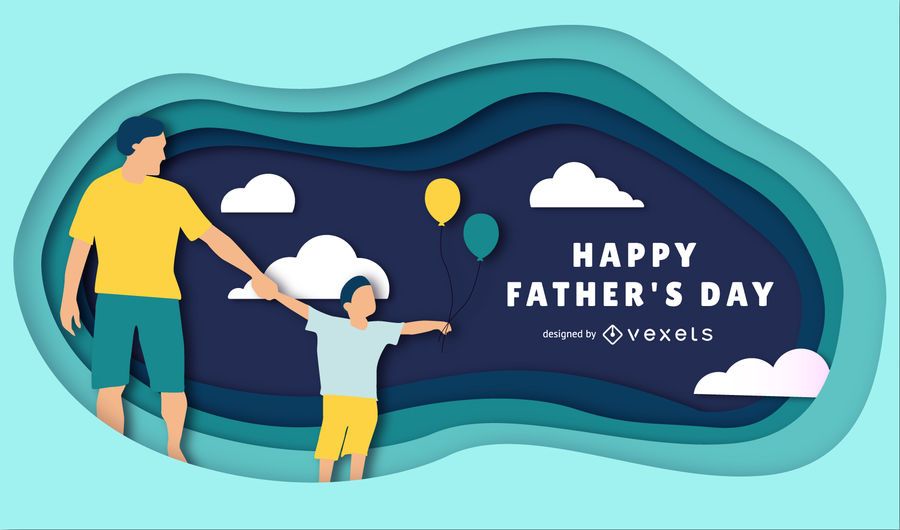 Happy Father's Day Papercut Illustration Happy Father's Day Papercut Illustration