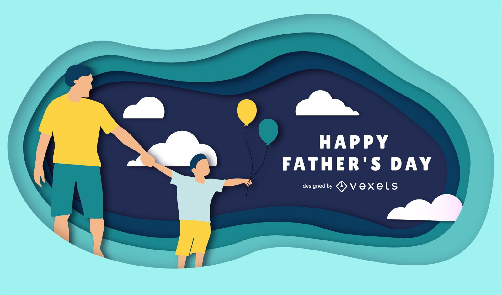 Happy Father's Day Papercut Illustration